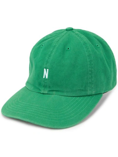 Shop Norse Projects Twill Sports Logo Cap In Sporting Green