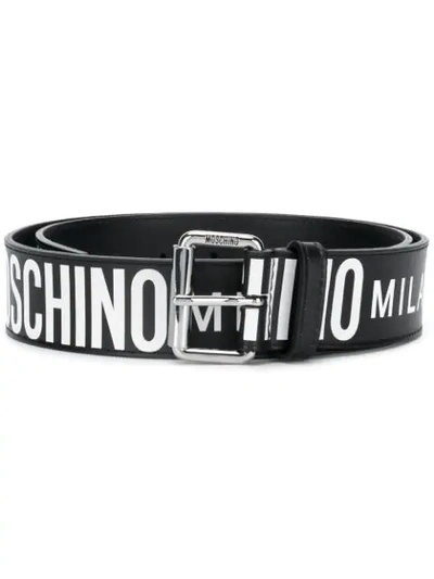 Shop Moschino Wide Logo Belt In Black