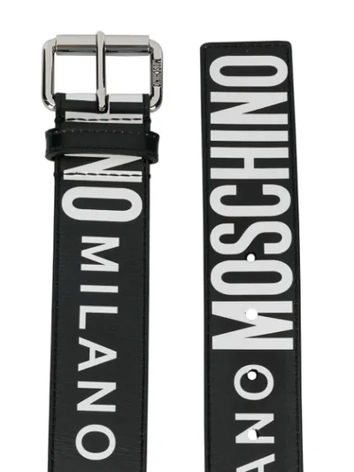 Shop Moschino Wide Logo Belt In Black