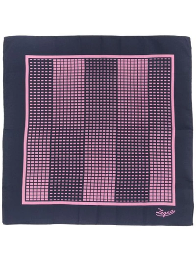 Shop Ermenegildo Zegna Geometric Print Pocket Square - Blue