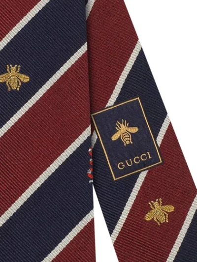 Shop Gucci Stripe Print Motif Detail Tie In Red