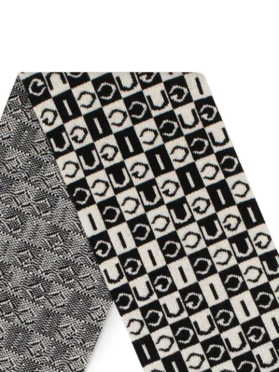 Shop Gucci Checkered Logo Pattern Scarf In Black