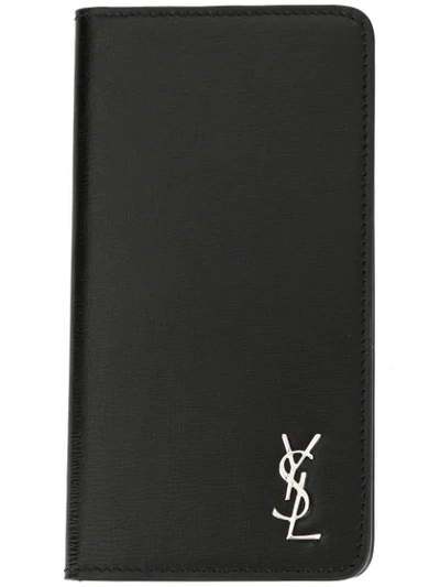 Shop Saint Laurent Bifold Logo Iphone 8 Case In Black