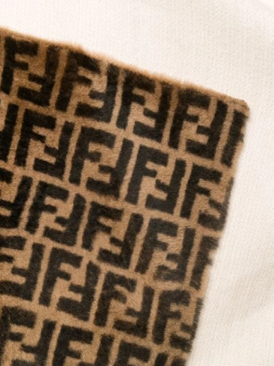 Shop Fendi Oversized Monogram Pocket Shawl In Neutrals