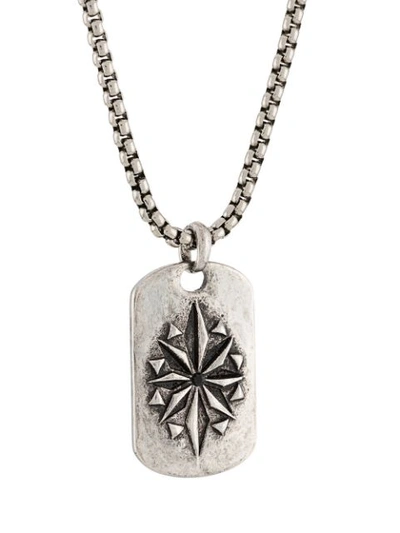 Shop Northskull Compass Id Tag Necklace In Silver