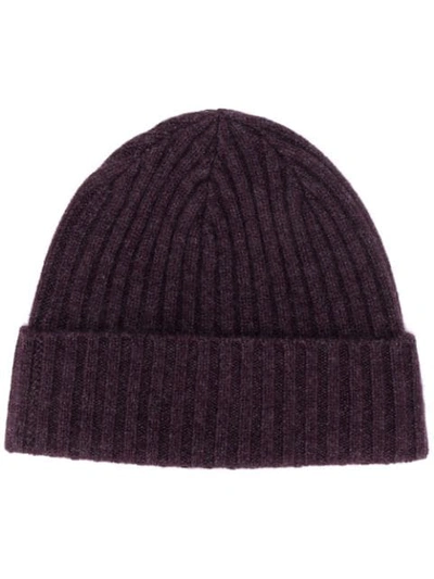 Shop N•peal Chunky Ribbed Hat In Midnight Purple