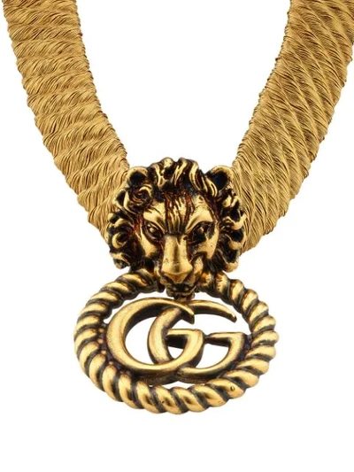 Shop Gucci Lion Head Choker In Gold