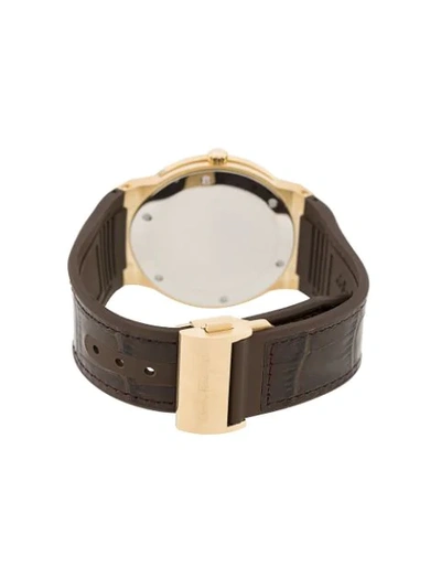 Shop Ferragamo F-80 Slim Watch In Brown