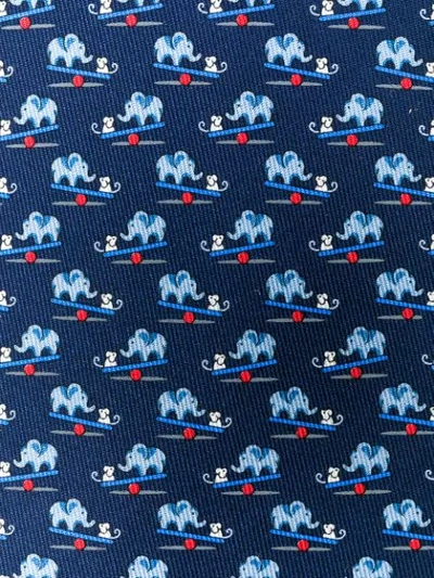 Shop Ferragamo Mouse And Elephant Print Neck Tie In Blue