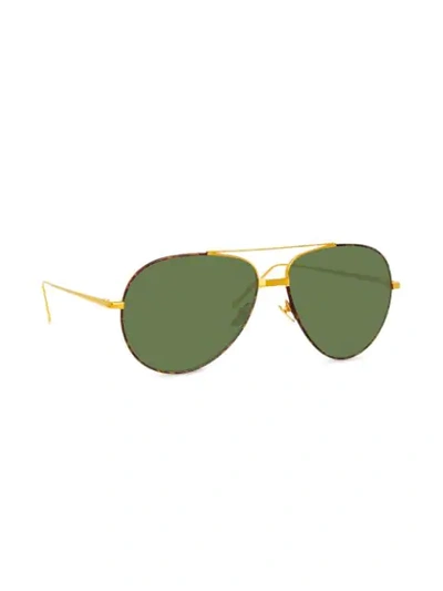 Shop Linda Farrow Tortoiseshell-trim Aviator Sunglasses In Brown