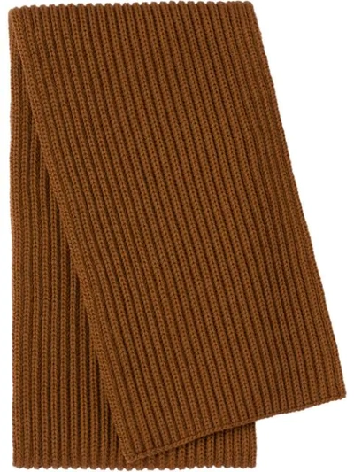 Shop Prada Shaker Knit Scarf In Brown