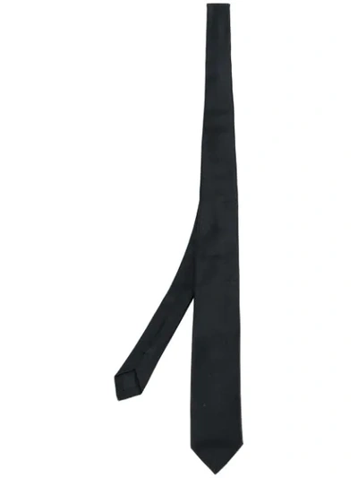 Shop Saint Laurent Skinny Embroidered Tie In Black