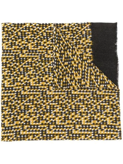 Shop Altea Chevron Patterned Frayed Edge Scarf In Yellow