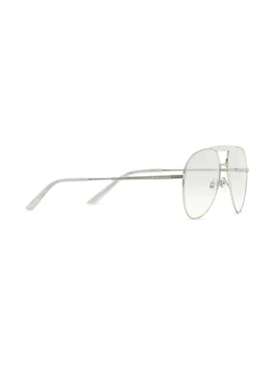 Shop Gucci Aviator Frame Glasses In Silver