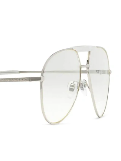 Shop Gucci Aviator Frame Glasses In Silver