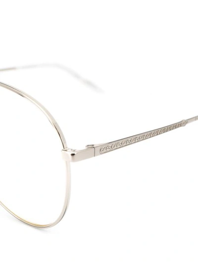 Shop Gucci Double Bridge Aviator Glasses In Silver
