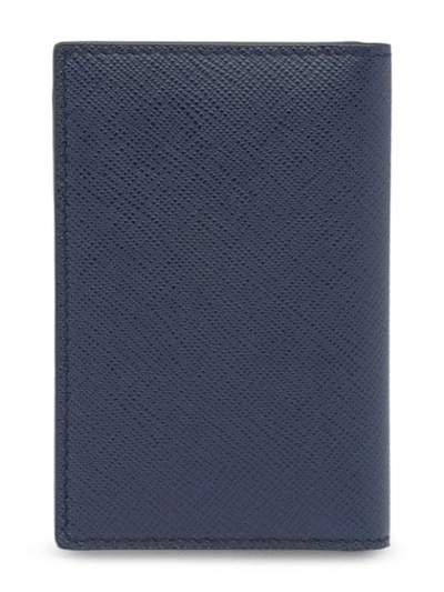 Shop Prada Saffiano Leather Card Holder In Blue