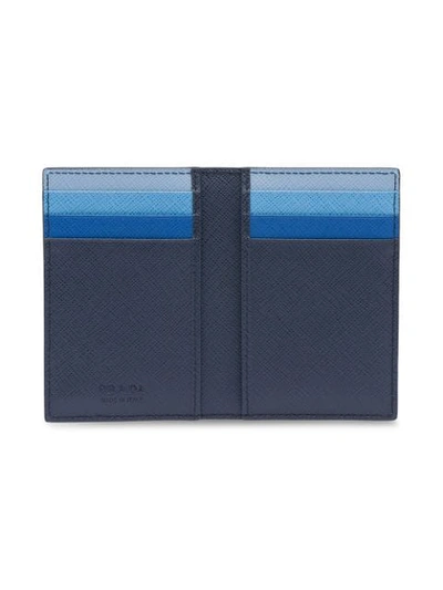 Shop Prada Saffiano Leather Card Holder In Blue