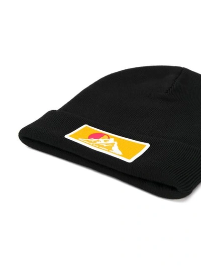 Shop Off-white Logo Patch Ribbed Beanie In Black