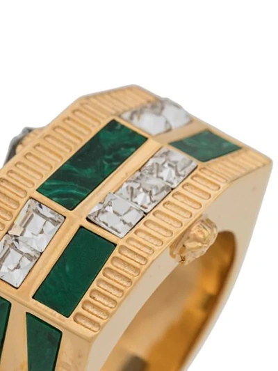 Shop Versace Medusa Crystal Ring In Gold
