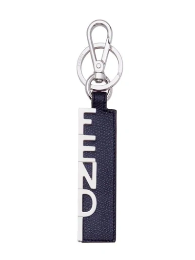 Shop Fendi Logo Keyring In Blue