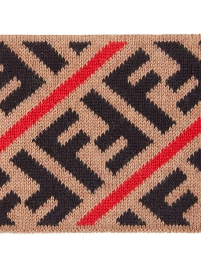 Shop Fendi Intarsia-knit Headband In Multicolour