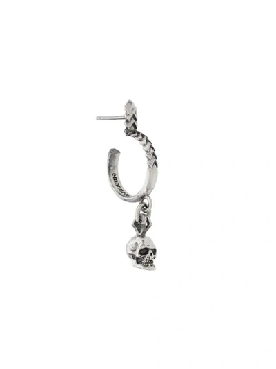 Shop Emanuele Bicocchi Skull Drop Earrings In Silver