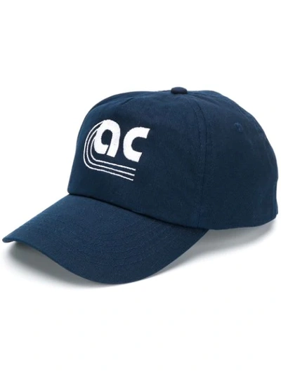 Shop Applecore Monogram Logo Embroidered Cap In Blue