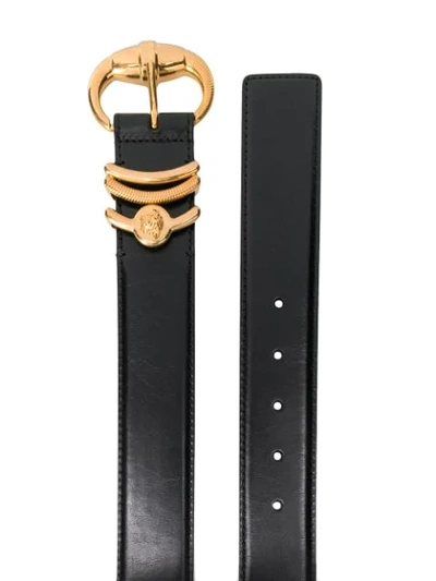 Shop Versace Textured Details Belt In Black