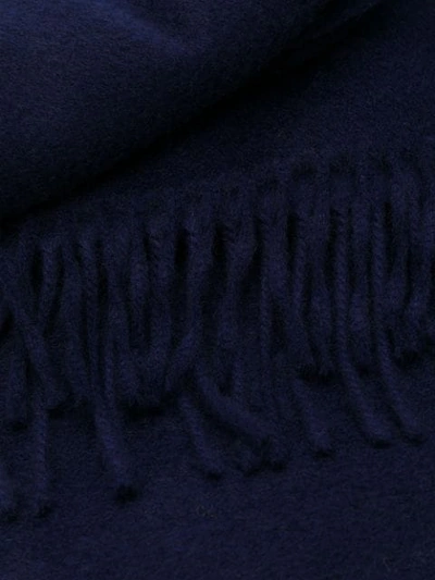 Shop Begg & Co Fringed Cashmere Scarf In Blue
