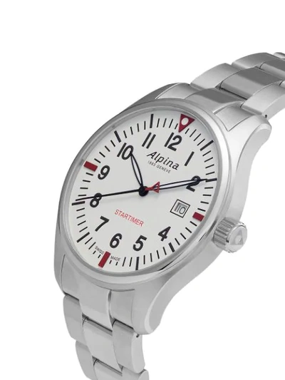 Shop Alpina Startimer Pilot Quartz Gmt 42mm In White