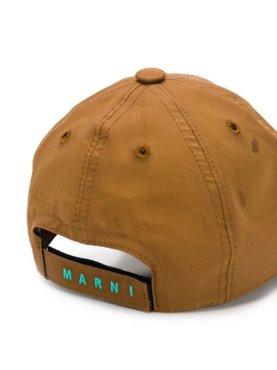 Shop Marni Embroidered Baseball Cap In Brown