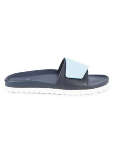 Shop Buscemi Suede & Leather Slides In Blue