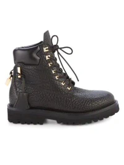 Shop Buscemi Textured Leather Site Boots In Black