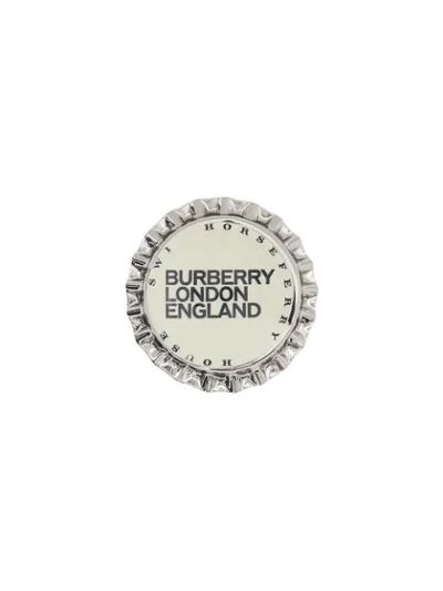 Shop Burberry Logo Bottle Cap Brooch In Metallic