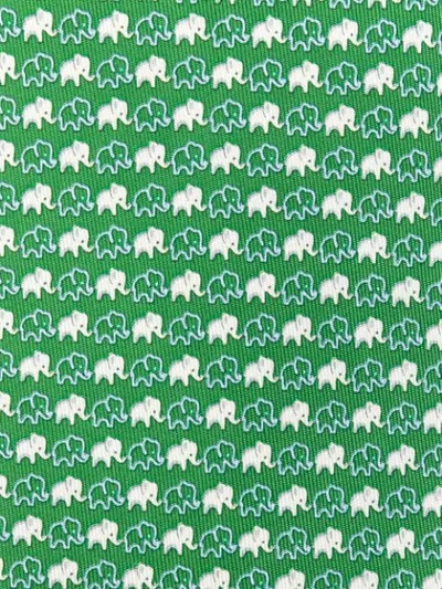 Shop Ferragamo Elephant Print Tie In Green