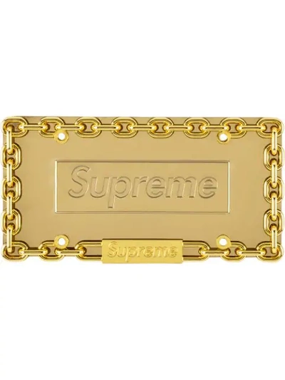 Shop Supreme Chain License Plate Frame In Gold