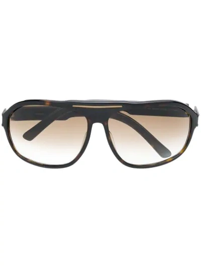 Pre-owned Saint Laurent 渐色太阳眼镜 In Brown