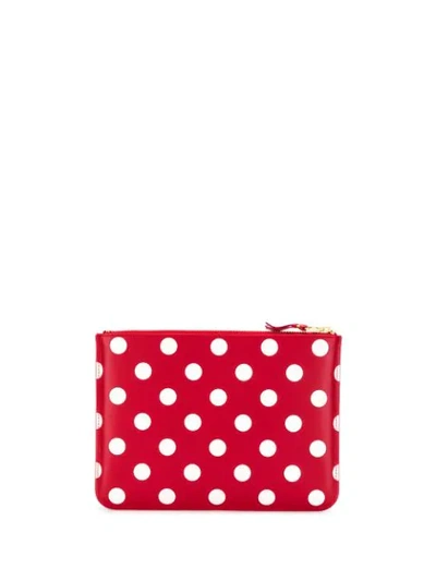 Comme Des Garçons Polka Dot Print Wallet In Red