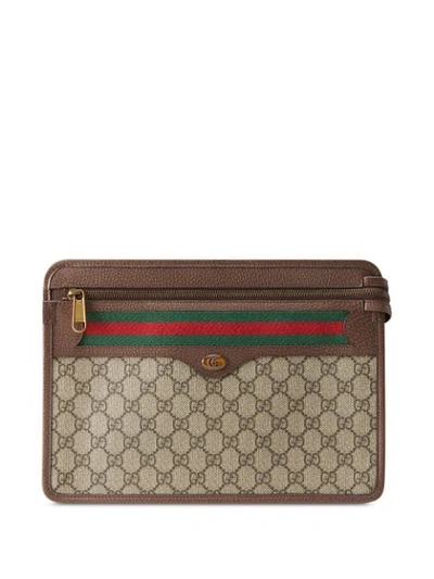 Shop Gucci Ophidia Gg Pouch In Neutrals
