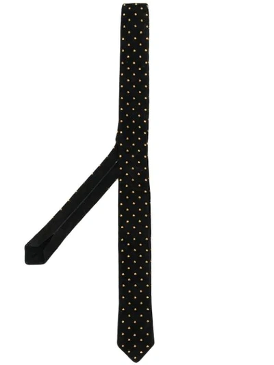 Shop Saint Laurent Micro Stud Tie In Black