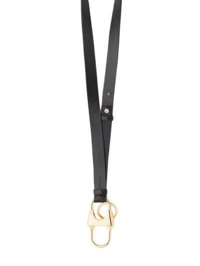 Shop Prada Leather Keychain In Black