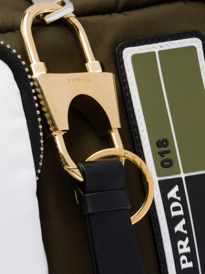 Shop Prada Leather Keychain In Black