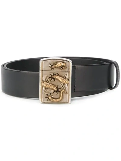 Shop Roberto Cavalli Snake Buckle Belt In Black