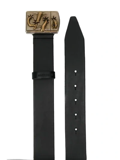 Shop Roberto Cavalli Snake Buckle Belt In Black