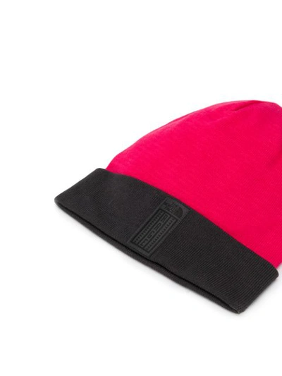 Shop The North Face Logo Knitted Beanie Hat In Pink