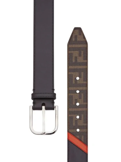 Shop Fendi Ff Motif Panel Belt In Brown