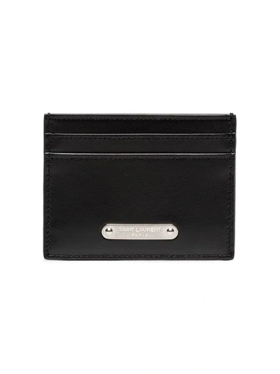 Shop Saint Laurent Black Logo Badge Cardholder