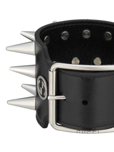 Shop Gucci Studded Interlocking G Bracelet In Black