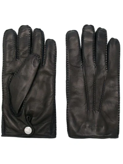 Shop Alexander Mcqueen Logo Embossed Gloves In Black